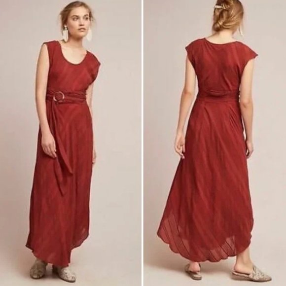 NWT Anthropologie Moulinette Soeurs Guinevere Maxi Dress Red Orange 2 S/XS - Picture 1 of 3